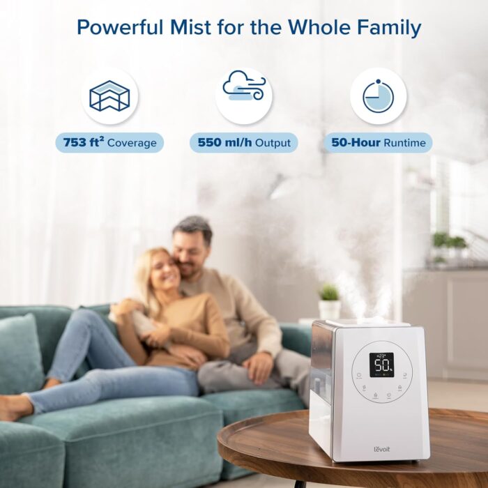 LEVOIT LV600S Smart Warm and Cool Mist Humidifiers for Home Bedroom Large Room, (6L) 753ft² Coverage, Quickly & Evenly Humidify Whole House, Easy Top Fill, App & Voice Control - Quiet Sleep Mode - Image 4