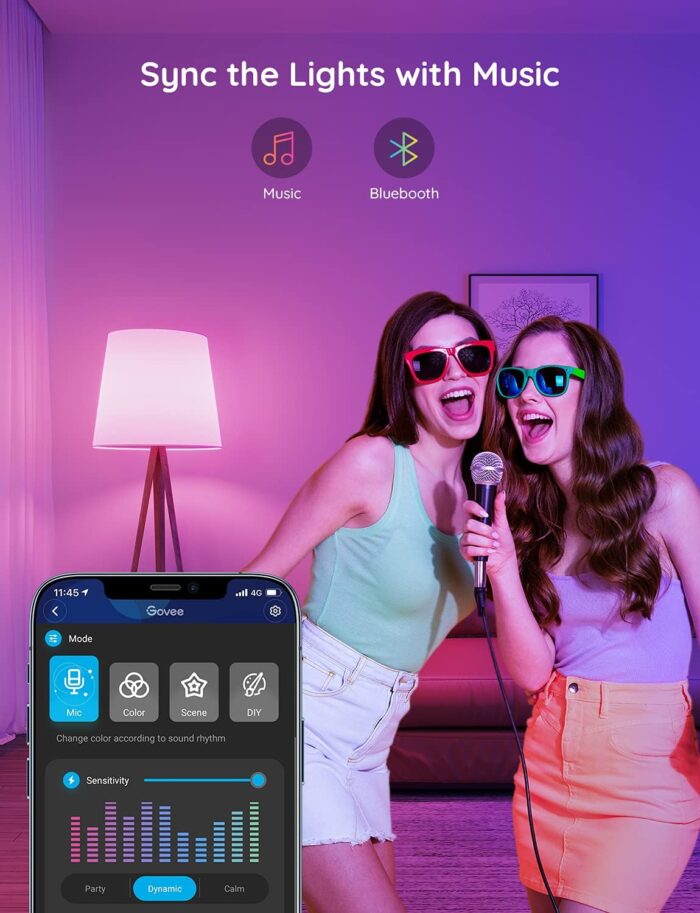 Govee Smart Light Bulbs, Color Changing Light Bulb, Works with Alexa and Google Assistant, 16 Million Colors RGBWW, WiFi & Bluetooth LED Light Bulbs, Music Sync, A19, 800 Lumens, 1 Pack - Image 2