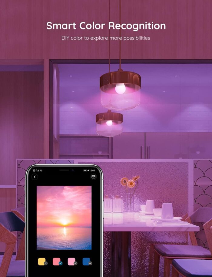 Govee Smart Light Bulbs, Color Changing Light Bulb, Works with Alexa and Google Assistant, 16 Million Colors RGBWW, WiFi & Bluetooth LED Light Bulbs, Music Sync, A19, 800 Lumens, 1 Pack - Image 7
