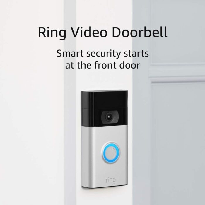 Like-New Ring Video Doorbell – 1080p HD video, improved motion detection, easy installation – Satin Nickel