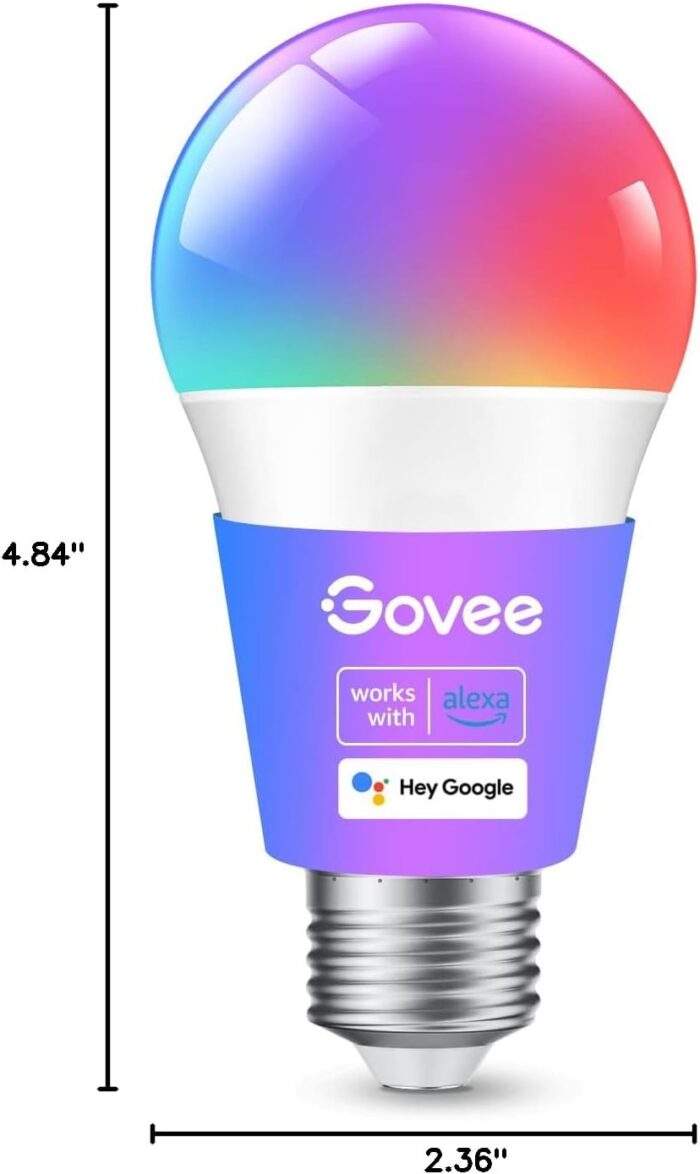 Govee Smart Light Bulbs, Color Changing Light Bulb, Works with Alexa and Google Assistant, 16 Million Colors RGBWW, WiFi & Bluetooth LED Light Bulbs, Music Sync, A19, 800 Lumens, 1 Pack - Image 9