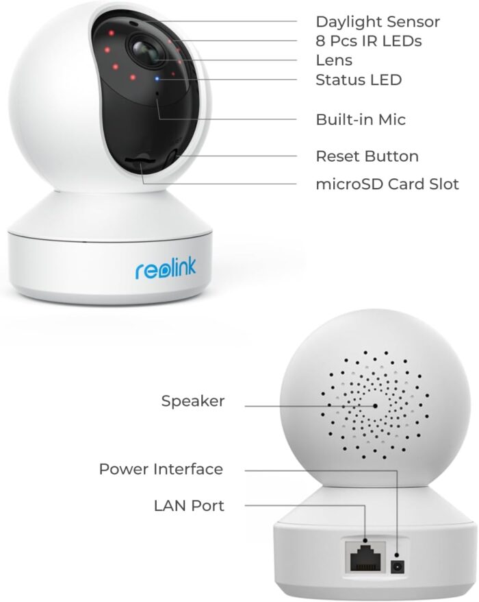 REOLINK E1 Pro Indoor Security Camera, 4MP Plug-in Pet Camera Support 2.4/5 GHz WiFi, 360 Degree Baby/Dog Monitor with Auto Tracking, Person/Pet Detection, Night Vision, 2 Way Audio, Local Storage - Image 7