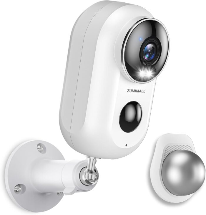 ZUMIMALL Security Cameras Wireless Outdoor with Magnetic Mount, 2K Outdoor Camera Wireless Battery Powered, 2.4G WiFi Cameras for Home Security Indoor,3MP Color Night Vision/Siren/PIR/AI/Cloud/Alexa