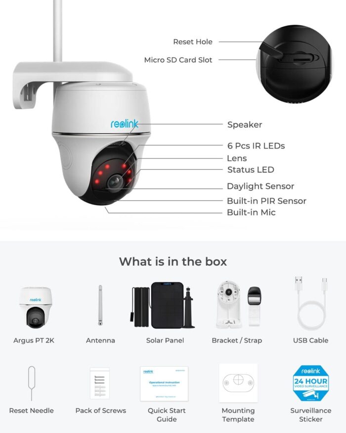 REOLINK Security Camera Wireless Outdoor, Pan Tilt Solar Powered, 5MP 2K+ Color Night Vision, 2.4/5GHz WiFi, Works with Smart Home for Surveillance, Home Hub Compatible, Argus PT + Solar Panel - Image 8