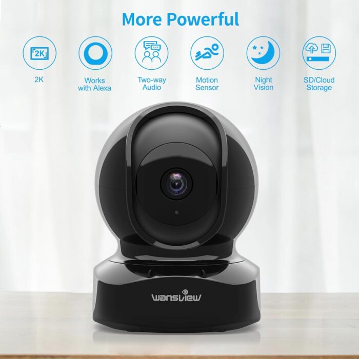 Wansview Security Camera, IP Camera 2K, WiFi Home Indoor Camera for Baby/Pet/Nanny, 2 Way Audio Night Vision, Works with Alexa, with TF Card Slot and Cloud - Image 2