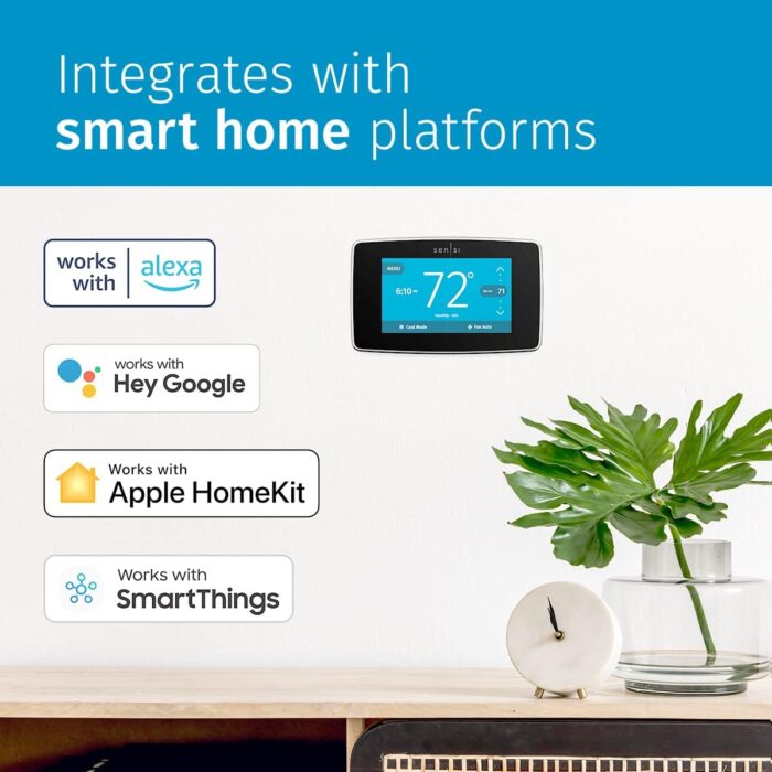 Emerson Sensi Touch Wi-Fi Smart Thermostat with Touchscreen Color Display, Works with Alexa, Energy Star Certified, C-wire Required, ST75 Black 5.625" x 3.4" x 1.17" - Image 7