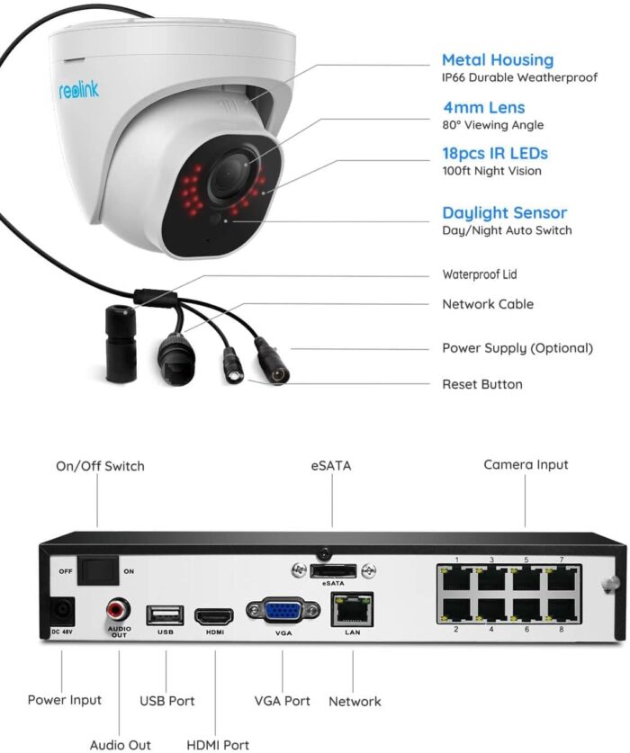 REOLINK Smart 5MP 8CH Home Security Camera System, 4pcs Wired PoE IP Cameras Outdoor with Person/Pet/Vehicle Detection, 4K 8CH NVR with 2TB HDD for 24-7 Recording, RLK8-520D4-5MP - Image 8