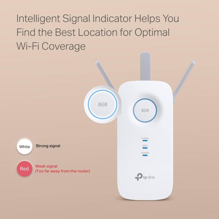TP-Link AC1900 WiFi Extender (RE550), Covers Up to 2800 Sq.ft and 35 Devices, 1900Mbps Dual Band Wireless Repeater, Internet Booster, Gigabit Ethernet Port - Image 6