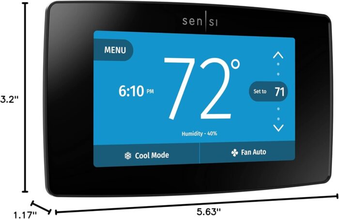 Emerson Sensi Touch Wi-Fi Smart Thermostat with Touchscreen Color Display, Works with Alexa, Energy Star Certified, C-wire Required, ST75 Black 5.625" x 3.4" x 1.17" - Image 12