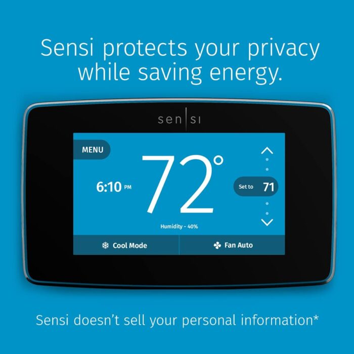 Emerson Sensi Touch Wi-Fi Smart Thermostat with Touchscreen Color Display, Works with Alexa, Energy Star Certified, C-wire Required, ST75 Black 5.625" x 3.4" x 1.17" - Image 2