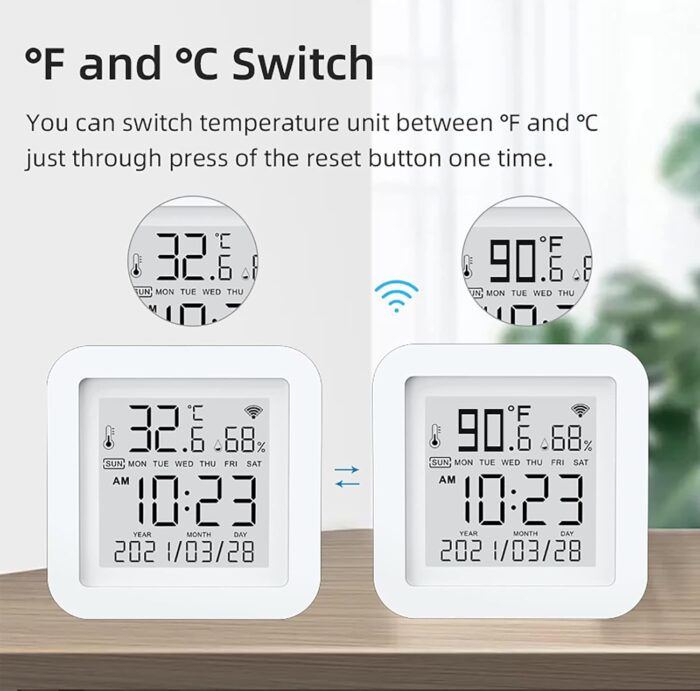 Smart WiFi Temperature Humidity Monitor: TUYA Wireless Temperature Humidity Sensor with APP Notification Alerts, WiFi Thermometer Hygrometer for Home Pet Garage,Compatible with Alexa - Image 3
