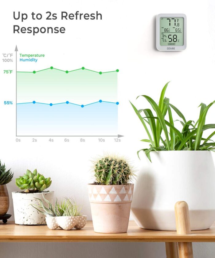 Govee Bluetooth Digital Hygrometer Indoor Thermometer, Room Humidity and Temperature Sensor Gauge with Remote App Monitoring, Large LCD Display, Notification Alerts, 2 Years Data Storage Export, Grey - Image 6
