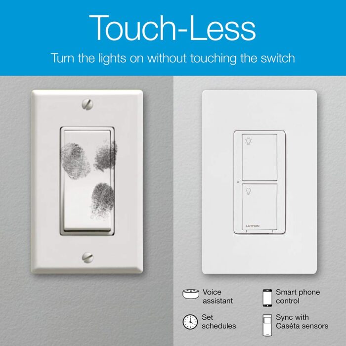 Lutron Caseta Smart Lighting Original Switch for Light Bulbs and Fans, Works w/ Alexa, Apple HomeKit, Google Home (Hub Required), 6A Single-Pole/3-Way, Neutral Required, PD-6ANS-WH, White - Image 6