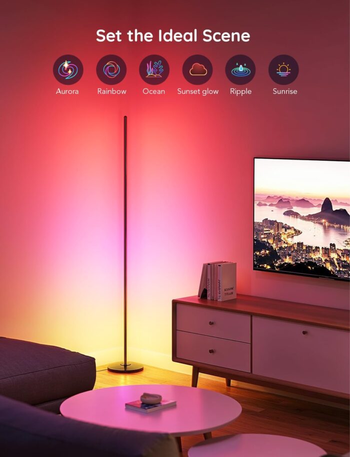 Govee RGBIC Floor Lamp, LED Corner Lamp Works with Alexa, 1000 Lumen Smart Modern Floor Lamp with Music Sync and 16 Million DIY Colors, Color Changing Standing Floor Lamp for Bedroom Living Room Black - Image 3