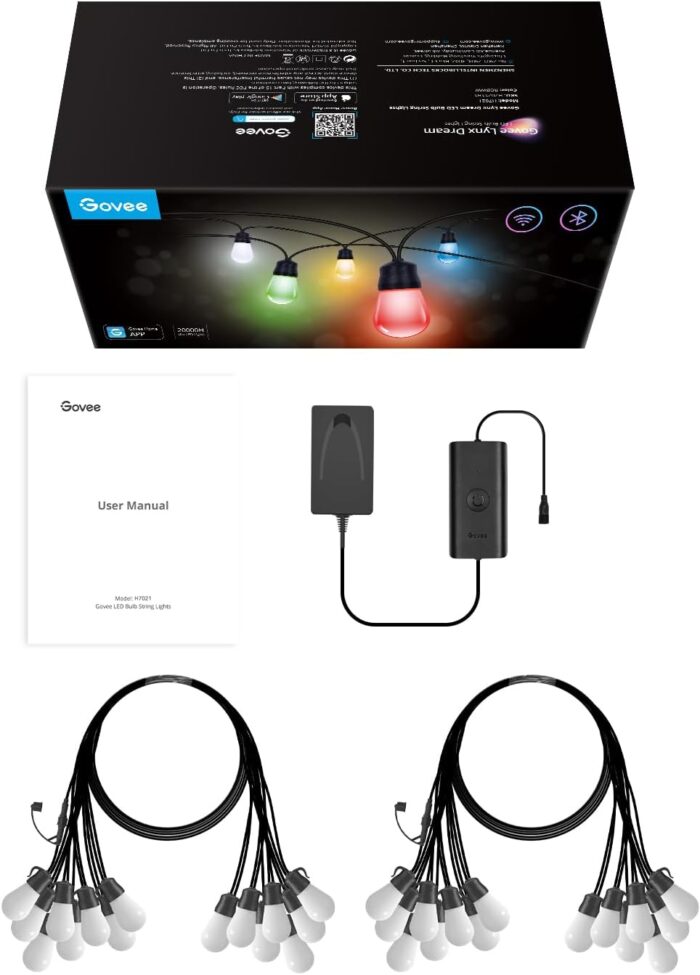 Govee Smart Outdoor String Lights H7021, RGBIC Warm White 96ft (2 Ropes of 48ft) LED Bulbs for Outdoor, WiFi Patio Lights Work with Alexa, Google, APP Control, IP65 Waterproof - Image 8