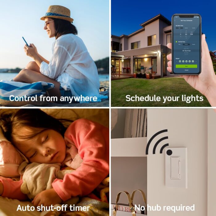 Leviton Decora Smart Switch, Wi-Fi 2nd Gen, Neutral Wire Required, Works with Matter, My Leviton, Alexa, Google Assistant, Apple Home/Siri & Wired or Wire-Free 3-Way, D215S-2RW, White - Image 3