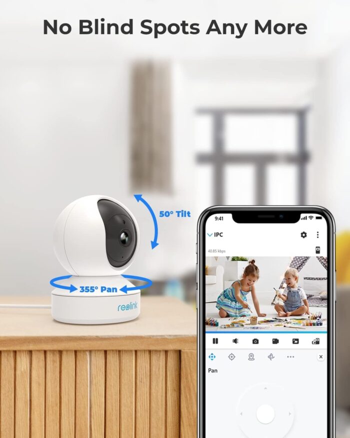 REOLINK 2K Indoor Security Camera E1, Plug-in 2.4G Wireless WiFi for Baby/Pet Monitor with Phone app, 360 Degree Dog Camera with Person/Pet Detection, Night Vision, 2-Way Talk, Local Storage - Image 6