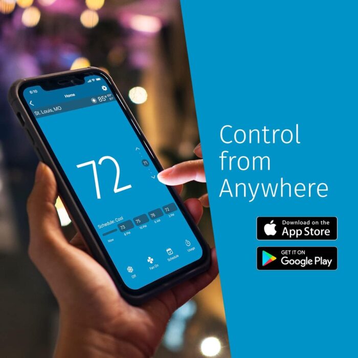 Emerson Sensi Touch Wi-Fi Smart Thermostat with Touchscreen Color Display, Works with Alexa, Energy Star Certified, C-wire Required, ST75 Black 5.625" x 3.4" x 1.17" - Image 5