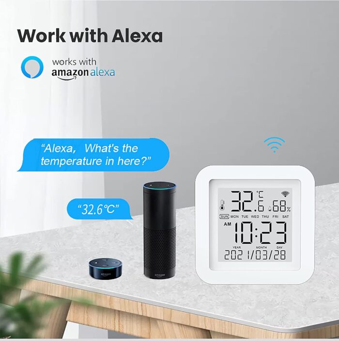 Smart WiFi Temperature Humidity Monitor: TUYA Wireless Temperature Humidity Sensor with APP Notification Alerts, WiFi Thermometer Hygrometer for Home Pet Garage,Compatible with Alexa - Image 5