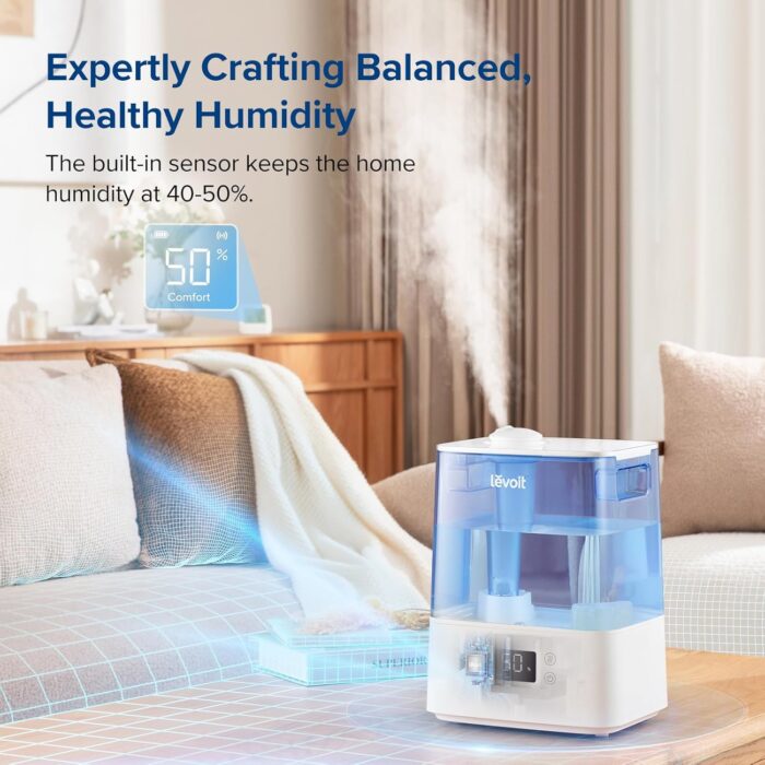 LEVOIT Classic300S Ultrasonic Smart Top Fill Humidifier, Extra Large 6L Tank for Whole Family, APP & Voice Control, Essential Oil Diffuser, Humidity Setting with Sensor, Quiet Sleep Mode, Night Light - Image 2