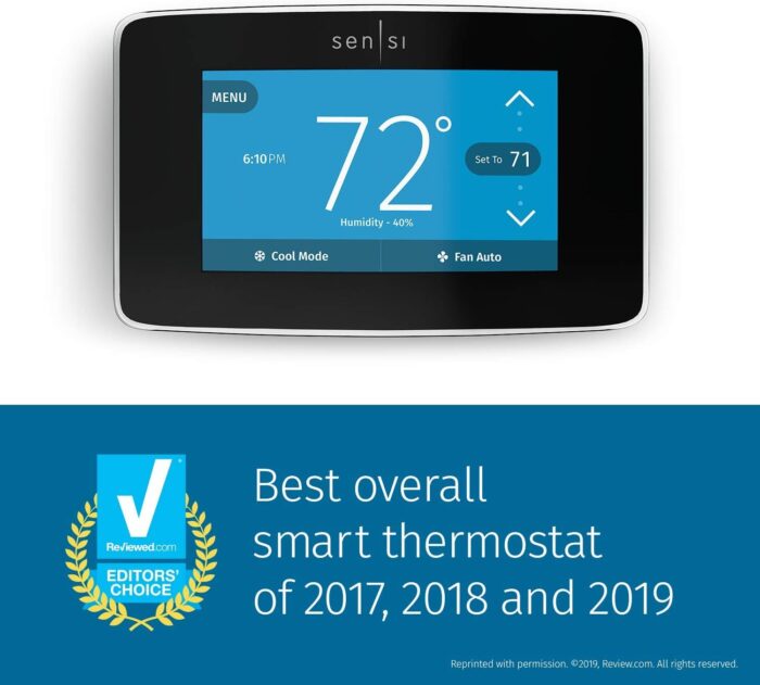 Emerson Sensi Touch Wi-Fi Smart Thermostat with Touchscreen Color Display, Works with Alexa, Energy Star Certified, C-wire Required, ST75 Black 5.625" x 3.4" x 1.17" - Image 11