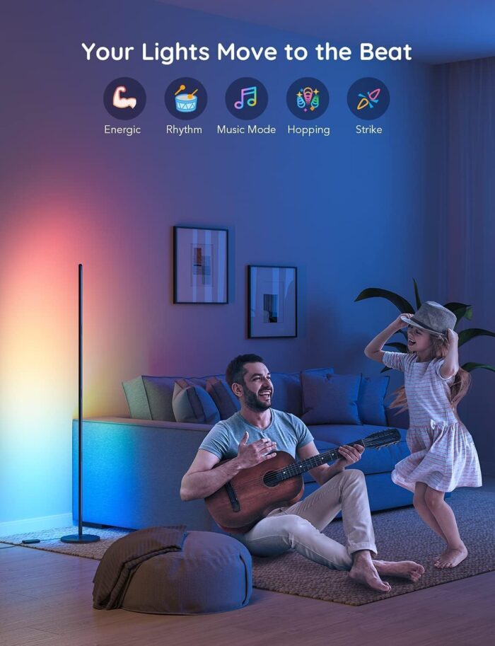 Govee RGBIC Floor Lamp, LED Corner Lamp Works with Alexa, 1000 Lumen Smart Modern Floor Lamp with Music Sync and 16 Million DIY Colors, Color Changing Standing Floor Lamp for Bedroom Living Room Black - Image 7