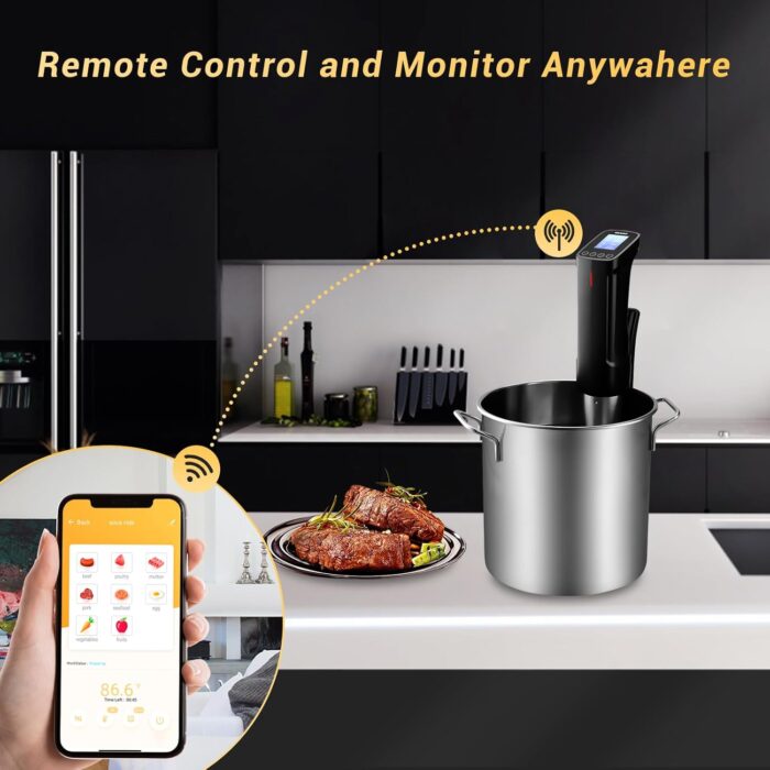 Inkbird WIFI Sous Vide Machine ISV-100W, 1000 Watts Sous-Vide Cooker Immersion Circulator with 14 Preset Recipes on APP & Calibration Function, Thermal Immersion, Fast-Heating with Timer |Best Gift - Image 2