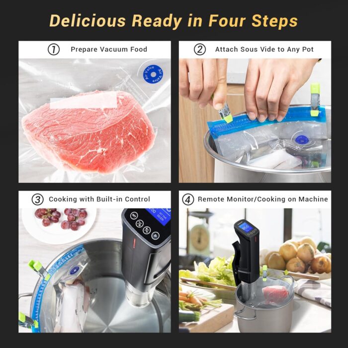 Inkbird WIFI Sous Vide Machine ISV-100W, 1000 Watts Sous-Vide Cooker Immersion Circulator with 14 Preset Recipes on APP & Calibration Function, Thermal Immersion, Fast-Heating with Timer |Best Gift - Image 8