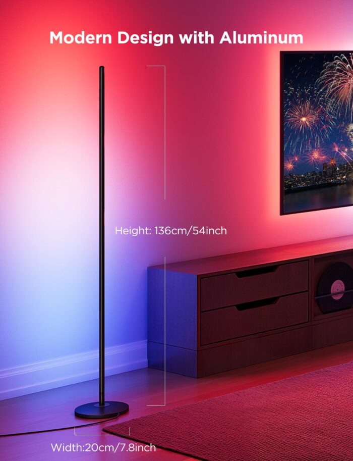 Govee RGBIC Floor Lamp, LED Corner Lamp Works with Alexa, 1000 Lumen Smart Modern Floor Lamp with Music Sync and 16 Million DIY Colors, Color Changing Standing Floor Lamp for Bedroom Living Room Black - Image 2