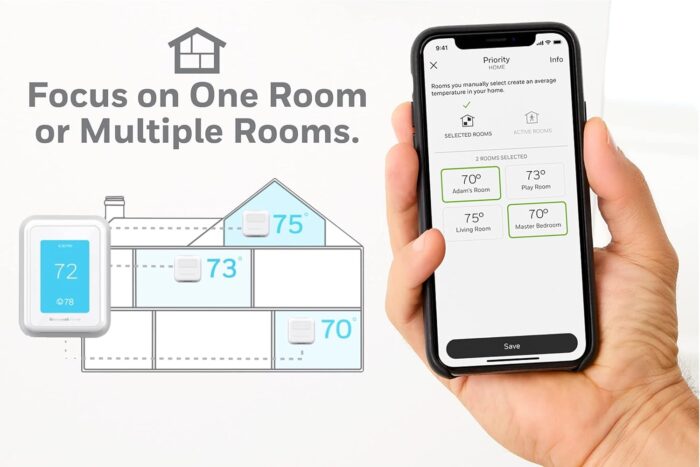Honeywell Home T9 WiFi Smart Thermostat with 1 Smart Room Sensor, Touchscreen Display - Image 5
