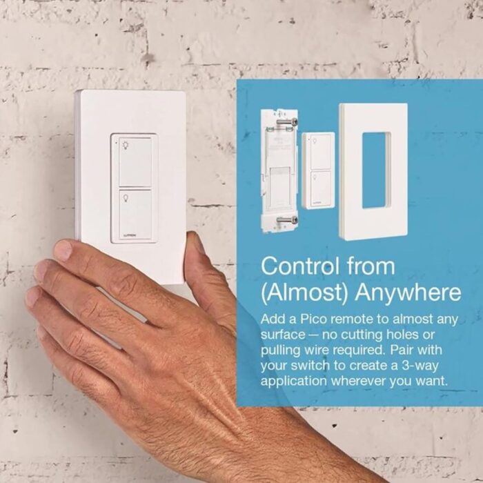 Lutron Caseta Smart Lighting Original Switch for Light Bulbs and Fans, Works w/ Alexa, Apple HomeKit, Google Home (Hub Required), 6A Single-Pole/3-Way, Neutral Required, PD-6ANS-WH, White - Image 7