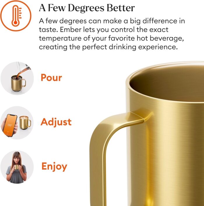 Ember Temperature Control Smart Mug 2, 10 Oz, App-Controlled Heated Coffee Mug with 80 Min Battery Life and Improved Design, Gold - Image 6