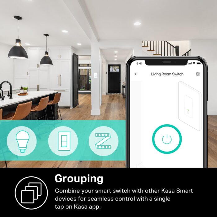 Kasa Smart 3 Way Switch HS210 KIT, Needs Neutral Wire, 2.4GHz Wi-Fi Light Switch works with Alexa and Google Home, UL Certified, No Hub Required, White,2 Count (Pack of 1) - Image 6