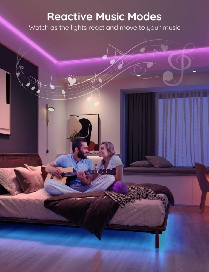 Govee Smart WiFi LED Strip Lights, 50ft RGB Led Strip Lighting Work with Alexa and Google Assistant, Color Changing Light Strip, Music Sync, LED Lights for Bedroom, Party, New Year, Easy to Install - Image 6