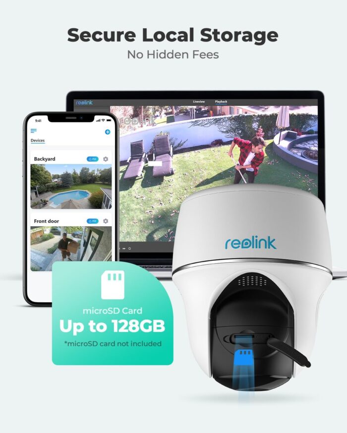 REOLINK Security Camera Wireless Outdoor, Pan Tilt Solar Powered, 5MP 2K+ Color Night Vision, 2.4/5GHz WiFi, Works with Smart Home for Surveillance, Home Hub Compatible, Argus PT + Solar Panel - Image 7