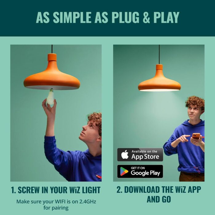 WiZ Connected 60W A19 LED Smart Light Bulbs - Connects to Your Wi-Fi - E26 Smart Bulb - Control with Voice or App + Activate with Motion - Matter Compatible - 1 Pack - Image 4
