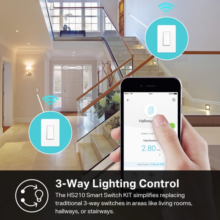 Kasa Smart 3 Way Switch HS210 KIT, Needs Neutral Wire, 2.4GHz Wi-Fi Light Switch works with Alexa and Google Home, UL Certified, No Hub Required, White,2 Count (Pack of 1) - Image 3