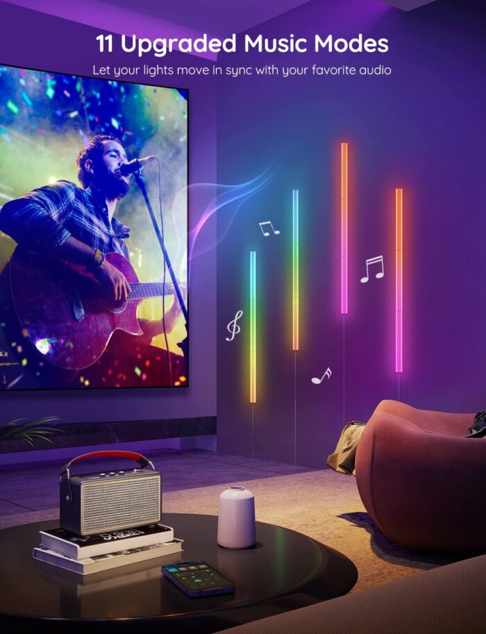 Govee Glide Wall Lights, RGBIC LED Lights, Smart Gaming Lights Works with Alexa and Google Assistant, RGB Light Bar, LED Wall Lights for Bedroom, 2 Panels Set (3 Sections/Panel) - Image 3