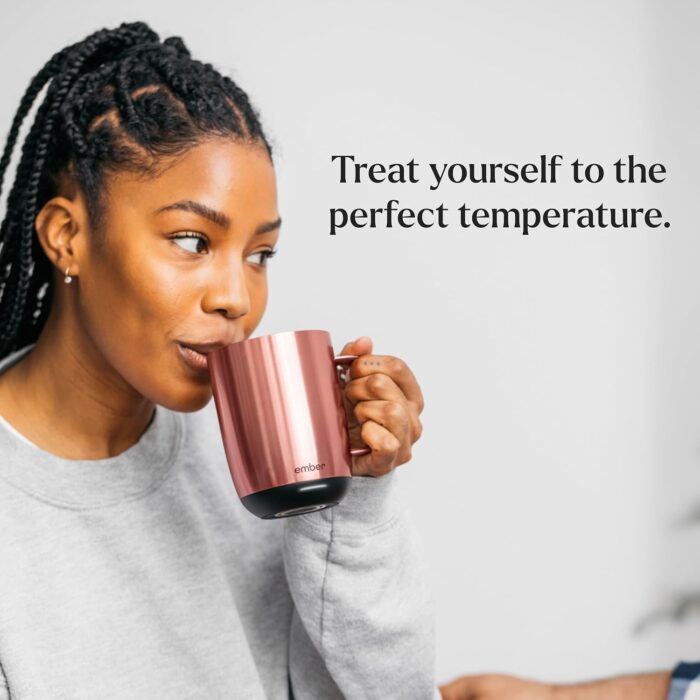Ember Temperature Control Smart Mug 2, 14 Oz, App-Controlled Heated Coffee Mug with 80 Min Battery Life and Improved Design, Rose Gold - Image 8