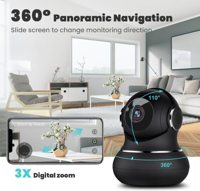 litokam 2K Indoor Security Camera, 360° Cameras for Home Security Indoor with Motion Detection, Pet Cam with Phone App, Baby Monitor-Night Vision - Image 8