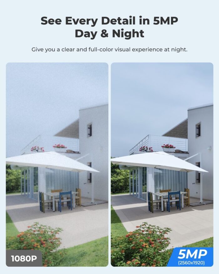 REOLINK Security Camera Wireless Outdoor, Pan Tilt Solar Powered, 5MP 2K+ Color Night Vision, 2.4/5GHz WiFi, Works with Smart Home for Surveillance, Home Hub Compatible, Argus PT + Solar Panel - Image 4