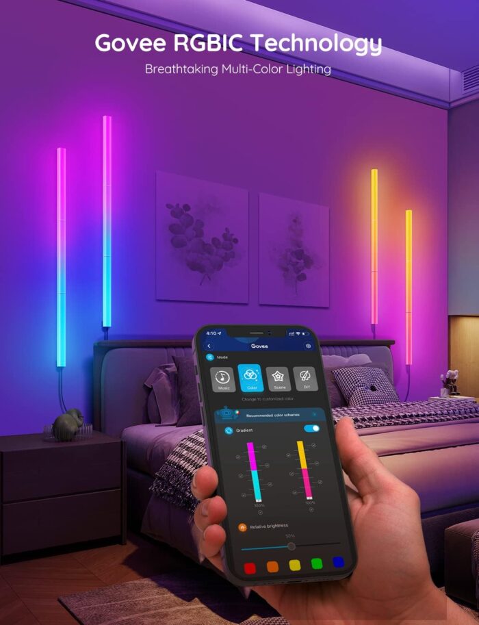Govee Glide Wall Lights, RGBIC LED Lights, Smart Gaming Lights Works with Alexa and Google Assistant, RGB Light Bar, LED Wall Lights for Bedroom, 2 Panels Set (3 Sections/Panel) - Image 6