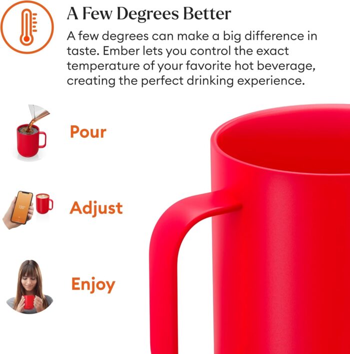 Ember Temperature Control Smart Mug 2, 10 Oz, App-Controlled Heated Coffee Mug with 80 Min Battery Life and Improved Design, Red - Image 6