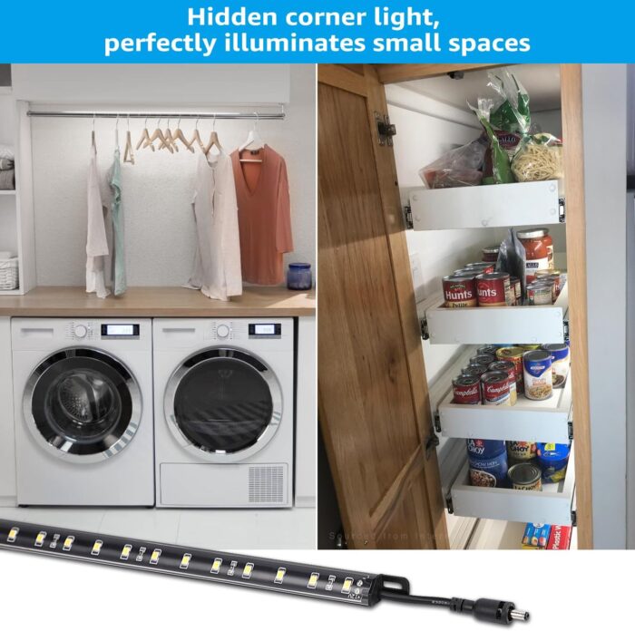 TORCHSTAR LED Safe Lighting Kit, (6) 12 Inch Linkable Light Bars + Motion Sensor + UL Power Adapter, 900LM, Input 100-240V, for Under Cabinet Gun Safe Locker Closet Showcase, 5000K Daylight - Image 7