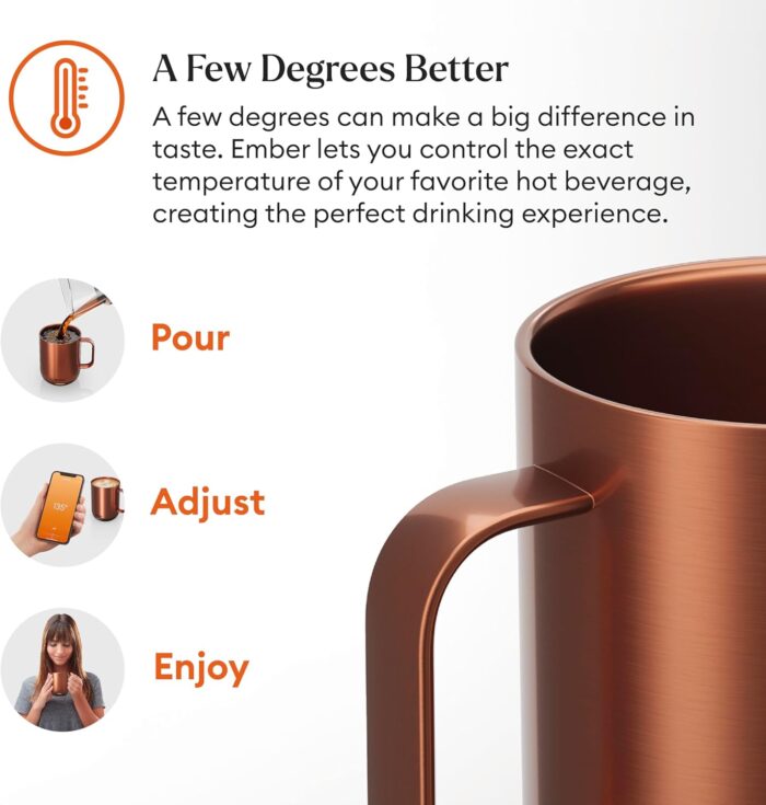 Ember Temperature Control Smart Mug 2, 14 Oz, App-Controlled Heated Coffee Mug with 80 Min Battery Life and Improved Design, Copper - Image 6