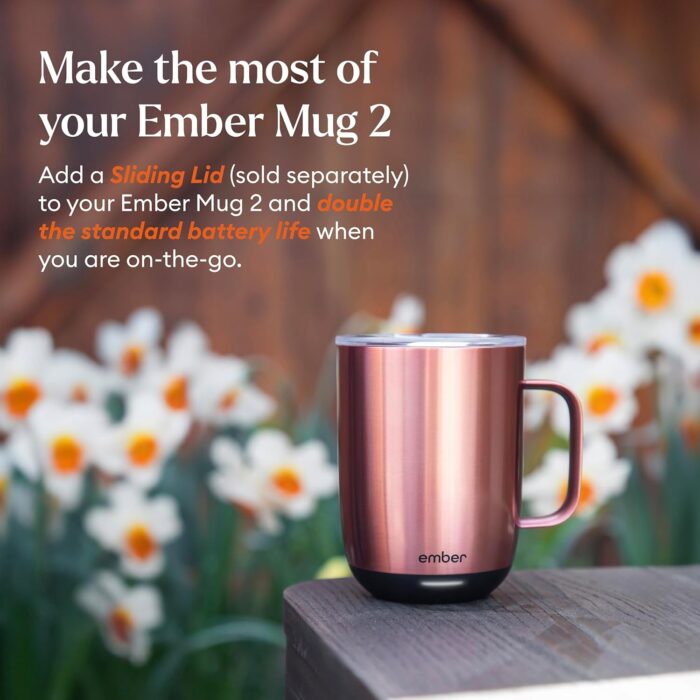 Ember Temperature Control Smart Mug 2, 14 Oz, App-Controlled Heated Coffee Mug with 80 Min Battery Life and Improved Design, Rose Gold - Image 4