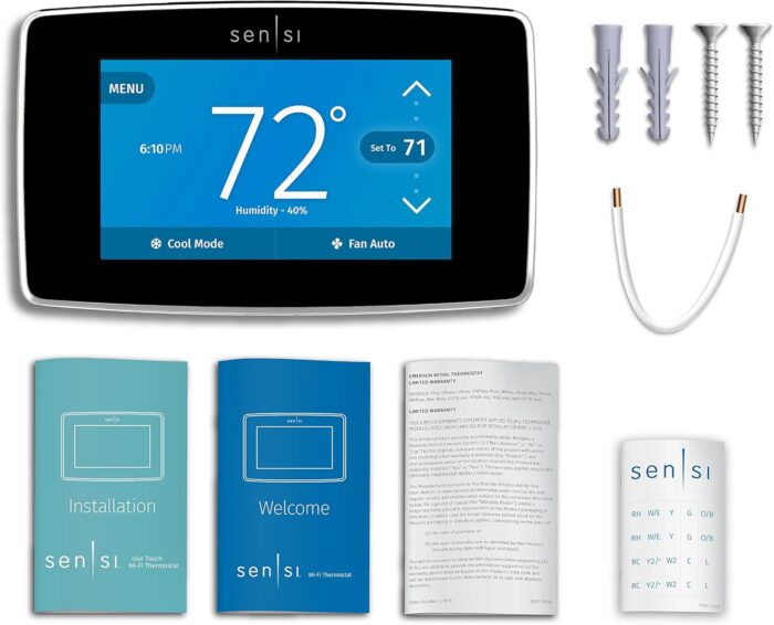 Emerson Sensi Touch Wi-Fi Smart Thermostat with Touchscreen Color Display, Works with Alexa, Energy Star Certified, C-wire Required, ST75 Black 5.625" x 3.4" x 1.17" - Image 9