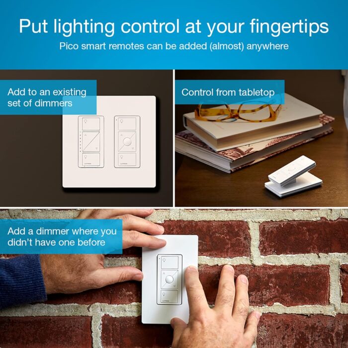 Lutron Caseta Smart Lighting Original Dimmer Switch Kit w/ Pico Remote and Bracket, for LED Lights, Works w/ Alexa, Apple Homekit, Google Home (Hub Required), 150W, No Neutral Required, P-PKG1WB-WH - Image 3