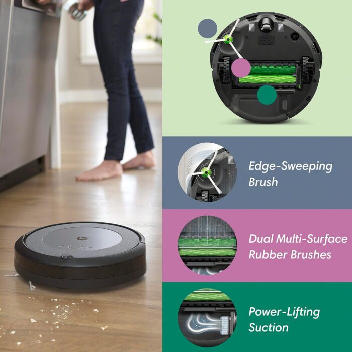 iRobot Roomba i3+ EVO (3550) Self-Emptying Robot Vacuum – Now Clean by Room with Smart Mapping, Empties Itself for Up to 60 Days, Works with Alexa, Ideal for Pet Hair, Carpets​, Roomba i3+ - Image 3