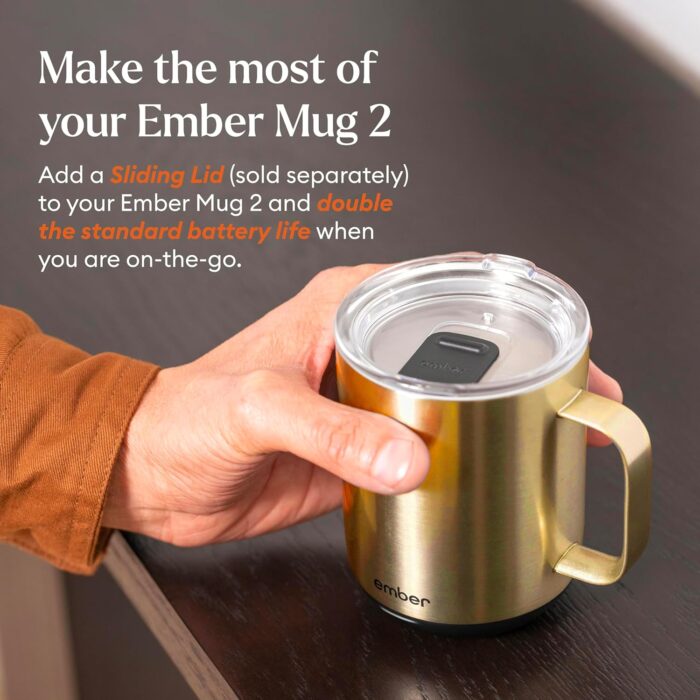Ember Temperature Control Smart Mug 2, 10 Oz, App-Controlled Heated Coffee Mug with 80 Min Battery Life and Improved Design, Gold - Image 4